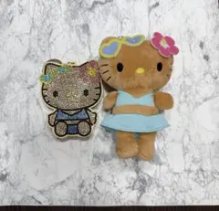 サンリオキャラクター　日焼けキティ マスコット＆チャーム 2点セット