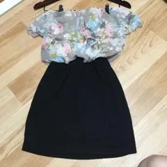 LIP SERVICE ワンピース 花柄切り替えワンピース タイトワンピース