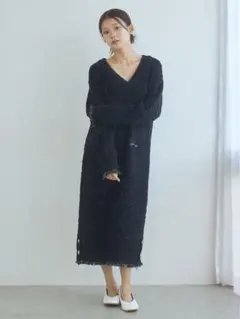 ジェラートピケJOEL ROBUCHONツイードモコVネックワンピース値段交渉可