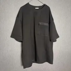 ジーユー ジップメッシュポケット 半袖Tシャツ L ブラック 黒 メンズ GU