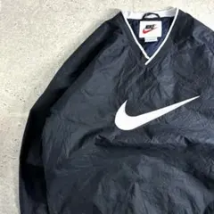 【希少】NIKE 90s ナイロン プルオーバー 銀タグ ビックロゴ ブラック