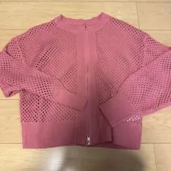 ehka sopo メッシュジップカーディガン ピンク Fのサムネイル
