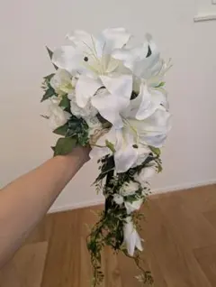 ウェディングブーケ　ブートニア　造花　白系