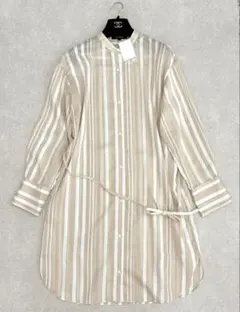 アンタイトル　新品　バンドカラー　チュニックシャツ　シアー　涼しげのサムネイル