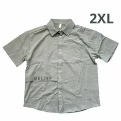 新品 シャツ 半袖 メンズ 2XL 3L グレージュ ロゴ カジュアル おしゃれのサムネイル