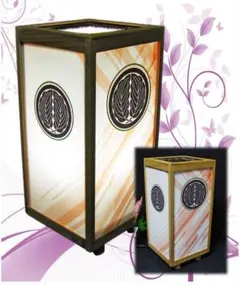 家紋の宿り木「丸に抱き柏」（家紋変更無料）／至福の夢明かり・R38／LED・檜枠のサムネイル