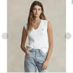 ケーブルニット コットン Vネック セーター ベスト ラルフローレン