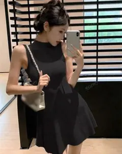 shein ノースリーブ ニットワンピース