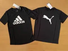 新品未使用 150 2枚 ビッグロゴ 半袖Tシャツ アディダス プーマ 快適 黒のサムネイル