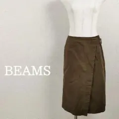 ビームスBEAMSひざ下丈ラップスカート風カジュアルタイトスカートカーキ0のサムネイル