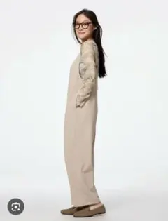 GU❤カットソーサロペットパンツ(ベージュ) L