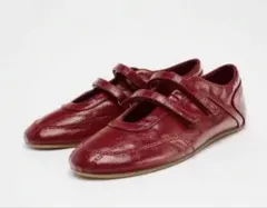 shein ストラップシューズ　赤　メリージェーンスニーカー　フラットシューズ