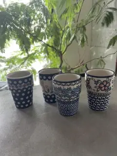 ポーリッシュ　ポーランド製 ハンドメイド マグカップ 4個セット　中古