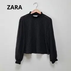 ZARA シースルー 黒 ドット柄 シフォン トップス ブラウス
