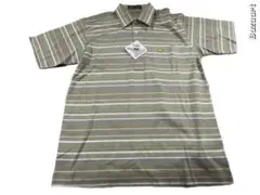 (新品)Golden Bear Mサイズ ポロシャツ グリーン系ストライプ