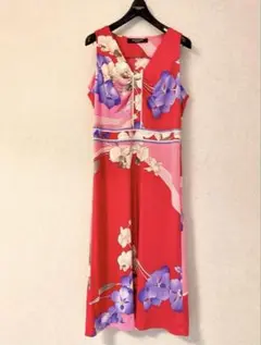 最終値下げ‼️極美品　LEONARD 長袖ワンピース LEONARD レオナール 長袖ワンピース サイズLL ブラック/マルチ