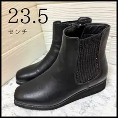 【テーン】tehen 新品未使用 ショートブーツ サイドゴア 撥水加工 ラメ 黒