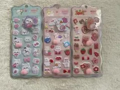 ぷくぷくシール　３枚セット　立体　可愛い　流行　大人気　シール　ボンボンドロップ