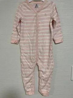 【未使用】baby GAP ストライプロンパース 18-24ヶ月　クマ刺繍付き