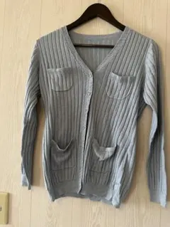 レリアン　シルク♪リブ編みライトブルーカーディガン