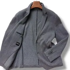 XL相当 ヒューゴボス サマーツイード テーラードジャケット 灰 メンズ 背抜き