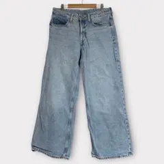 2671♡エイチアンドエム♡ワイドデニム 薄青 36 綿100％ カジュアル