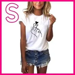 半袖Tシャツ ホワイト　白　お揃い　黒　ペアルック　ハート　半袖　Tシャツ　夏