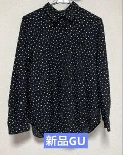 GU ドット柄 長袖シャツ ブラックのサムネイル