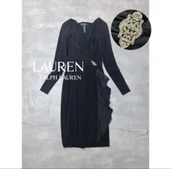 美品✨ローレンラルフローレン　ギャザー フリル ビジュードレス