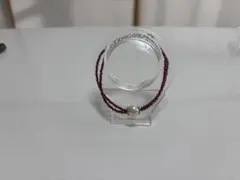 赤いビーズとパールのブレスレット 18cm