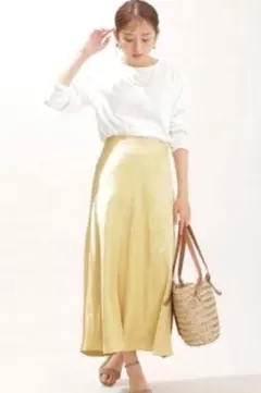 サテンフレアサスペンダースカート NANO universe マーメイドスカート