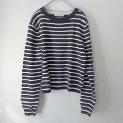 MOUSSY マウジー ボーダーニット 長袖セーター 白黒 ボタン（2）のサムネイル
