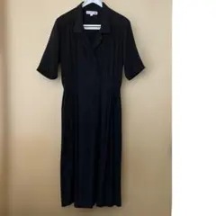 美品 ユニクロ イネスコラボ　レーヨン オープンカラーワンピース(半袖)黒　M