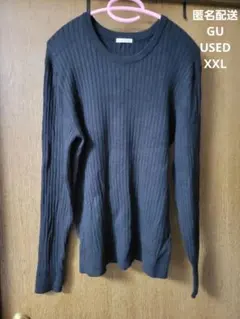 最終値下 GU XXL リブクルーネックセーター ブラック 黒