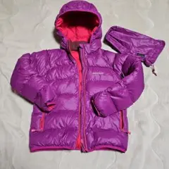 モンベル 紫色ダウンコート フード付き