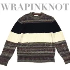 【美品】WRAPINKNOT マルチカラーセーター　3D ケーブルニット　日本製のサムネイル