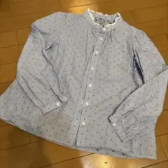 クミキョク　長袖シャツ 青と白のストライプ　美品　１５０