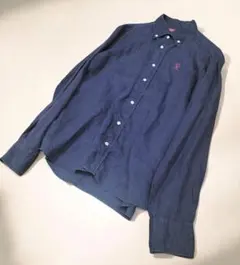 VICOMTE A. 紫 ボタンダウンリネン100%シャツ Lのサムネイル
