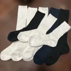 【訳あり】22-24cm クルー丈＆ハイソックス　白、紺、黒　8足セット【B品】