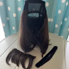 医療用　帽子用ウイッグ　ストレッチベルベットリボンのサムネイル