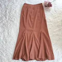 フィフス　フェイクスウェード　ロングフレアスカート　レッドブラウン　エレガンス