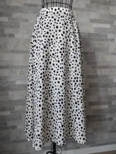 美品♪Alettavitaフレアロングスカート ドット ダルメシアン 上品