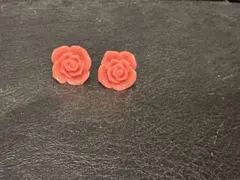 ピンク ローズ型 スタッドピアス