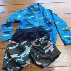 男の子水着セット 恐竜とボート柄