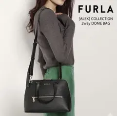 極美品✨フルラ M アレックス ドーム 2way ショルダーバッグ 黒 レザー