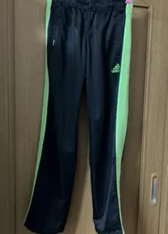 adidas ジャージ 黒/緑 サイドストライプ