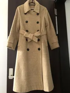 【美品】レディース　ウール ダブルブレスト ロングコート F