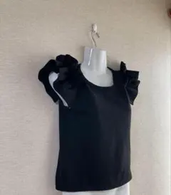 2way 肩出し・肩出さない　ショート丈　クイーンズコート　カットソー　黒のサムネイル