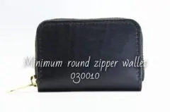 ミニラウンドファスナーウォレット 黒 / 財布 本革 コンパクト