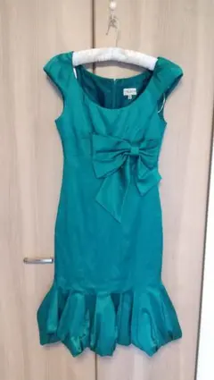 sale❇ グリーン ワンピ ドレス ビッグリボン